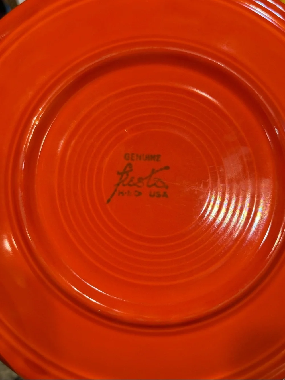 Vintage Fiesta Bright Orange Ceramic Dinner Plates